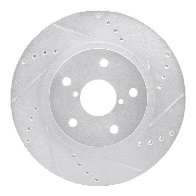 Picture of R1 19-24 Subaru Forester Front Right Drilled & Slotted Silver Brake Rotor