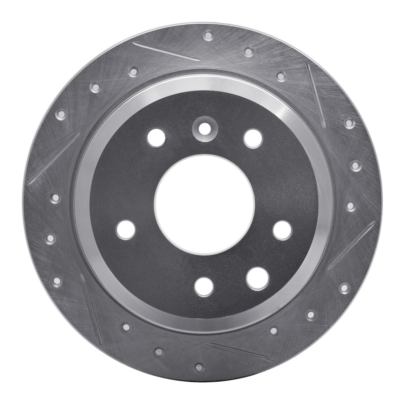 Picture of R1 86-89 Jaguar VanDEN PLAS Rear Right Drilled & Slotted Silver Brake Rotor