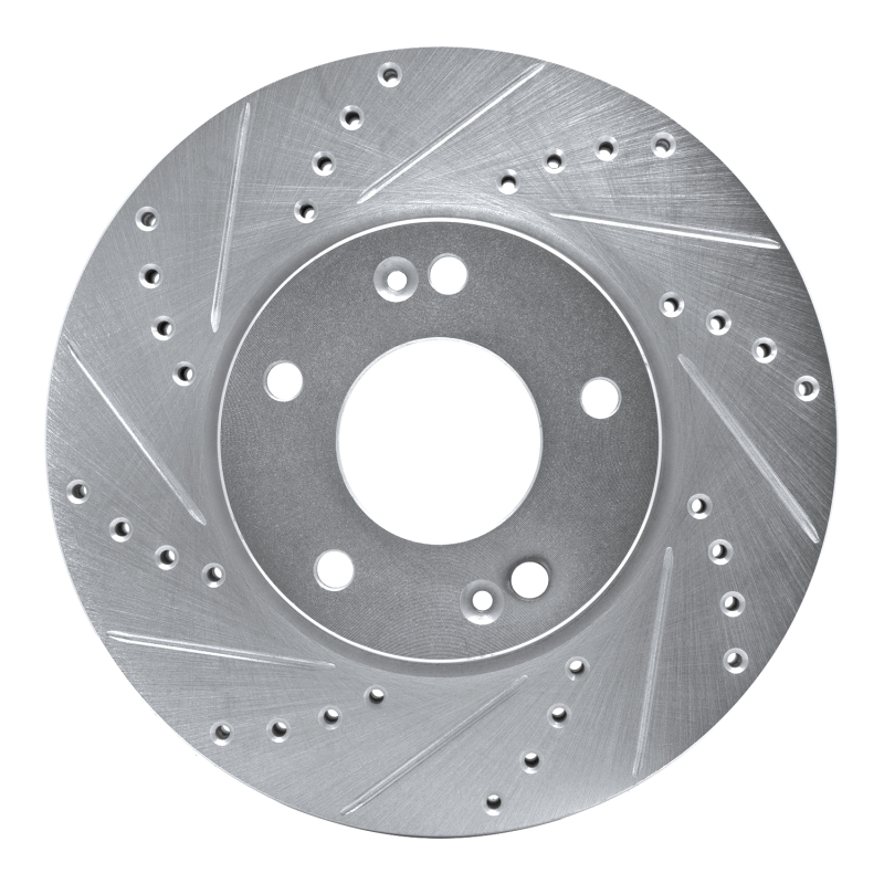 Picture of R1 07-10 Kia Rondo (Canada) Front Left Drilled & Slotted Silver Brake Rotor