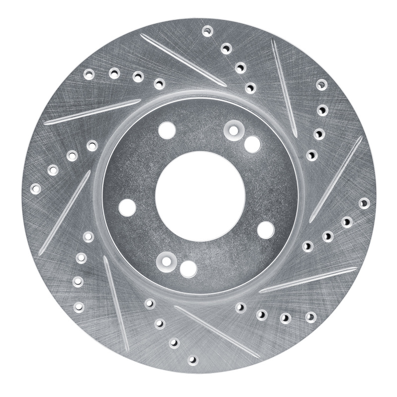 Picture of R1 07-10 Kia Rondo (USA) Front Right Drilled & Slotted Silver Brake Rotor