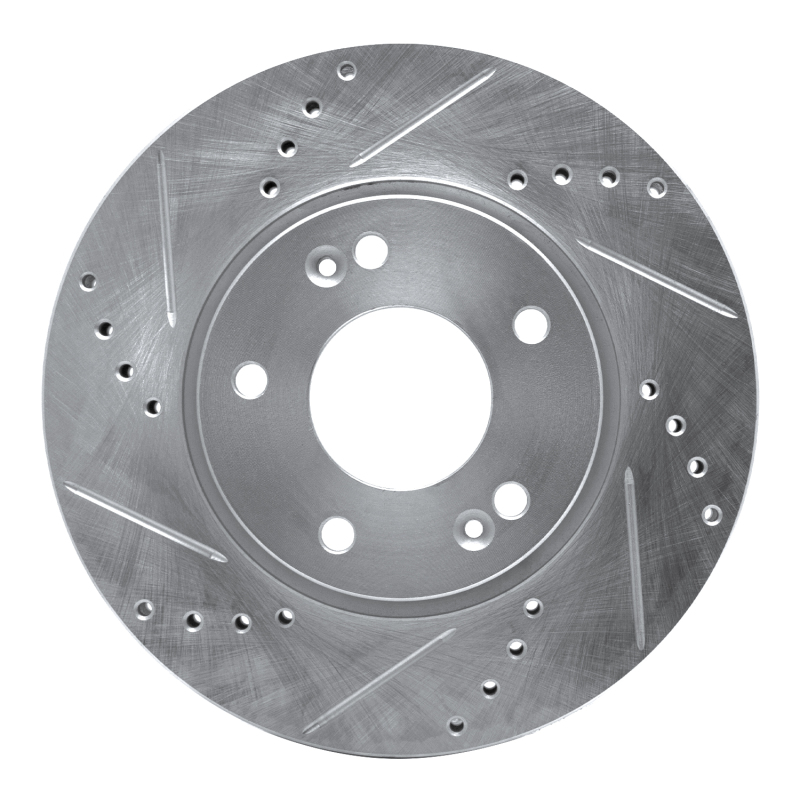 Picture of R1 10-13 Kia Forte Koup Front Left Drilled & Slotted Silver Brake Rotor