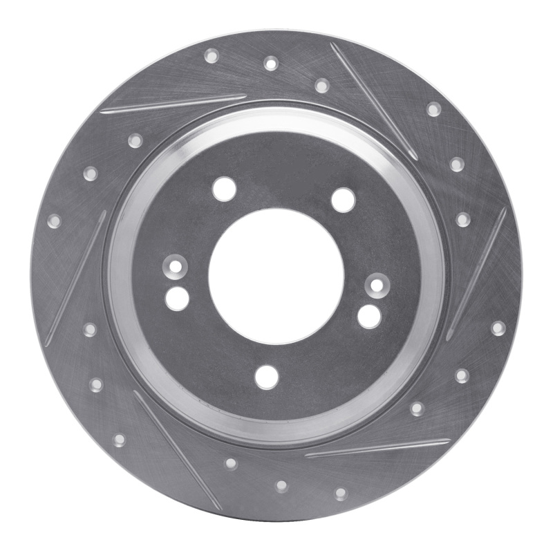 Picture of R1 13-25 Hyundai Elantra GT Rear Right Drilled & Slotted Silver Brake Rotor
