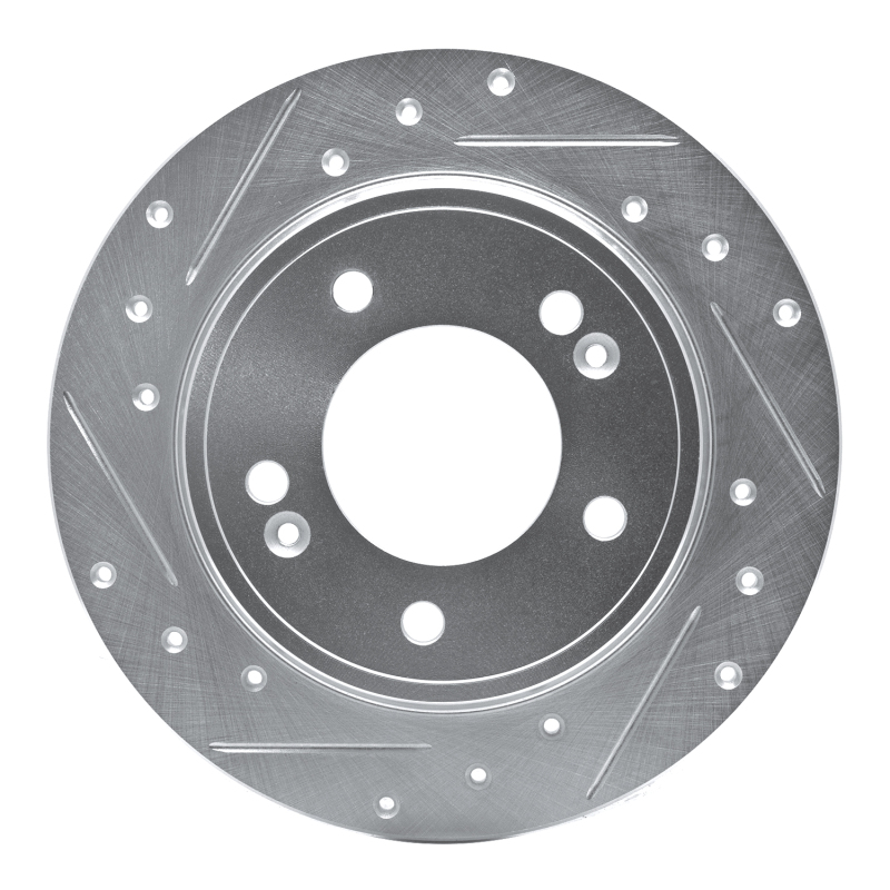 Picture of R1 17-25 Hyundai Elantra GT Rear Left Drilled & Slotted Silver Brake Rotor