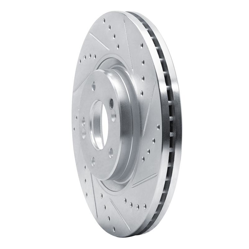 Picture of R1 17-20 Kia Cadenza Front Right Drilled & Slotted Silver Brake Rotor