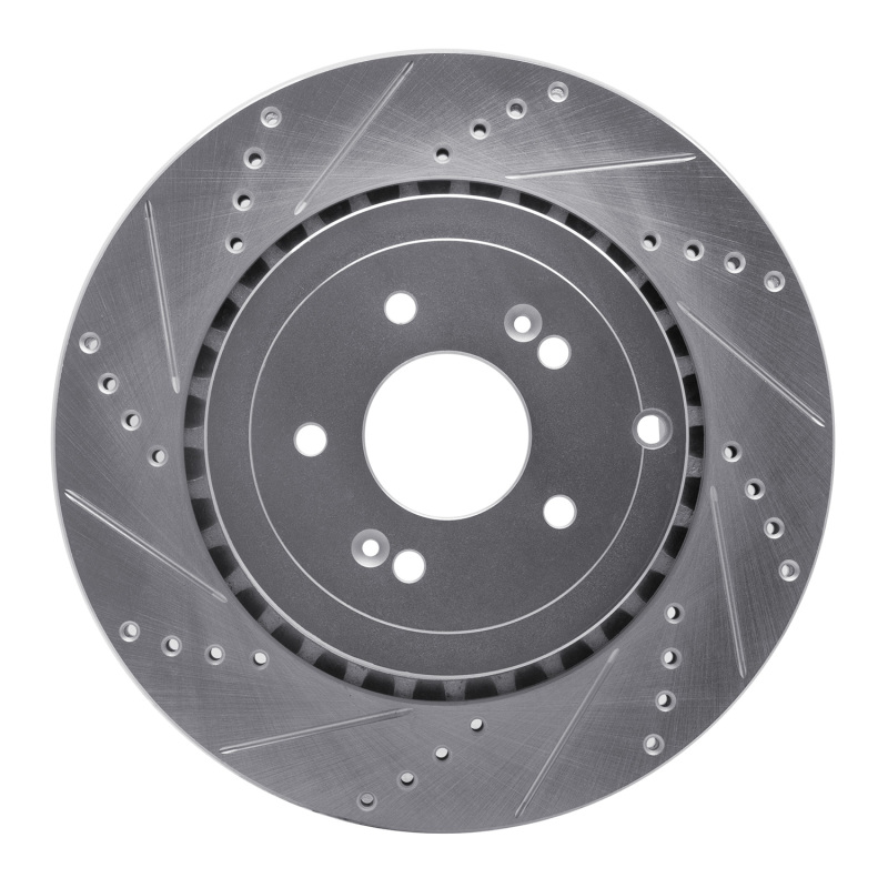 Picture of R1 18-25 Genesis G70 Rear Left Drilled & Slotted Silver Brake Rotor