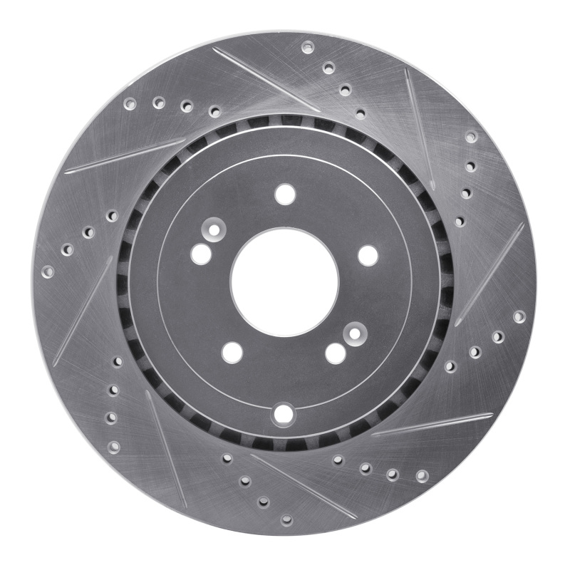 Picture of R1 18-25 Genesis G70 Rear Right Drilled & Slotted Silver Brake Rotor