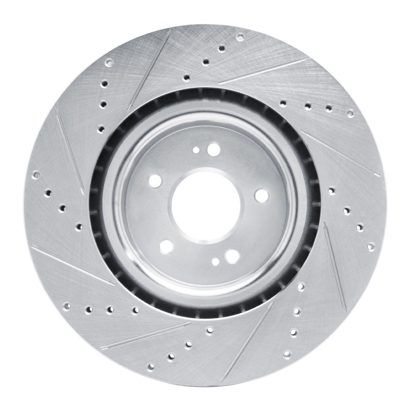 Picture of R1 18-22 Genesis G70 Front Right Drilled & Slotted Silver Brake Rotor