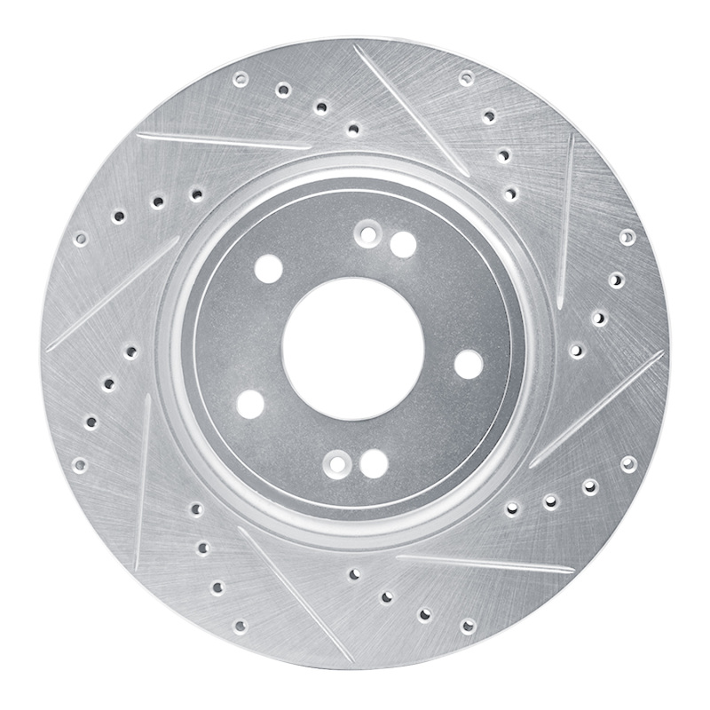 Picture of R1 18-23 Genesis G70 Front Right Drilled & Slotted Silver Brake Rotor
