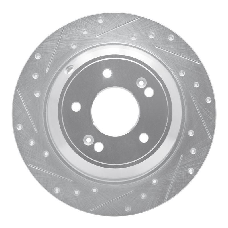 Picture of R1 18-23 Genesis G70 Rear Left Drilled & Slotted Silver Brake Rotor