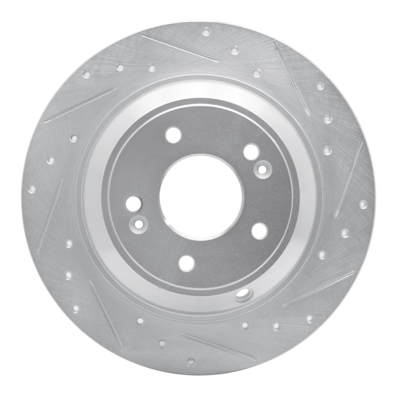 Picture of R1 18-23 Genesis G70 Rear Right Drilled & Slotted Silver Brake Rotor