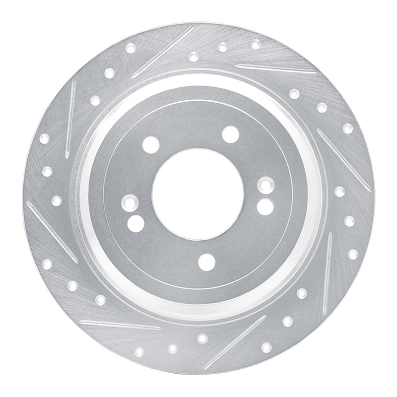 Picture of R1 17-25 Hyundai Nexo Rear Left Drilled & Slotted Silver Brake Rotor