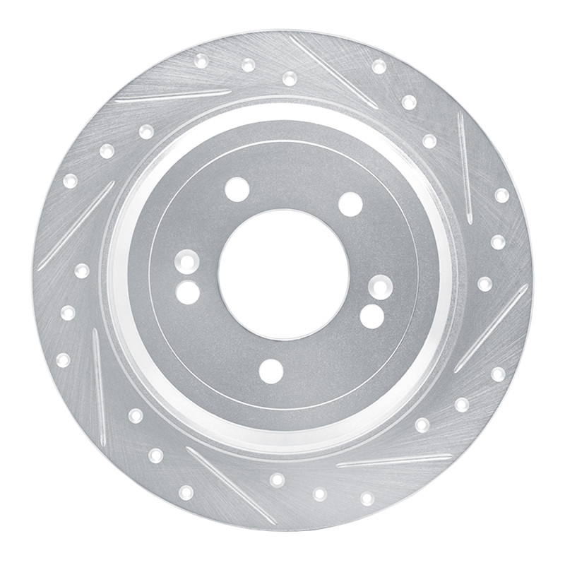 Picture of R1 17-25 Hyundai TUCSON Rear Right Drilled & Slotted Silver Brake Rotor