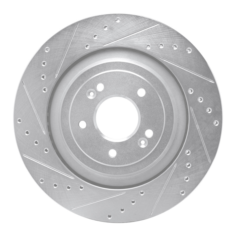 Picture of R1 19-22 Genesis G90 Rear Left Drilled & Slotted Silver Brake Rotor