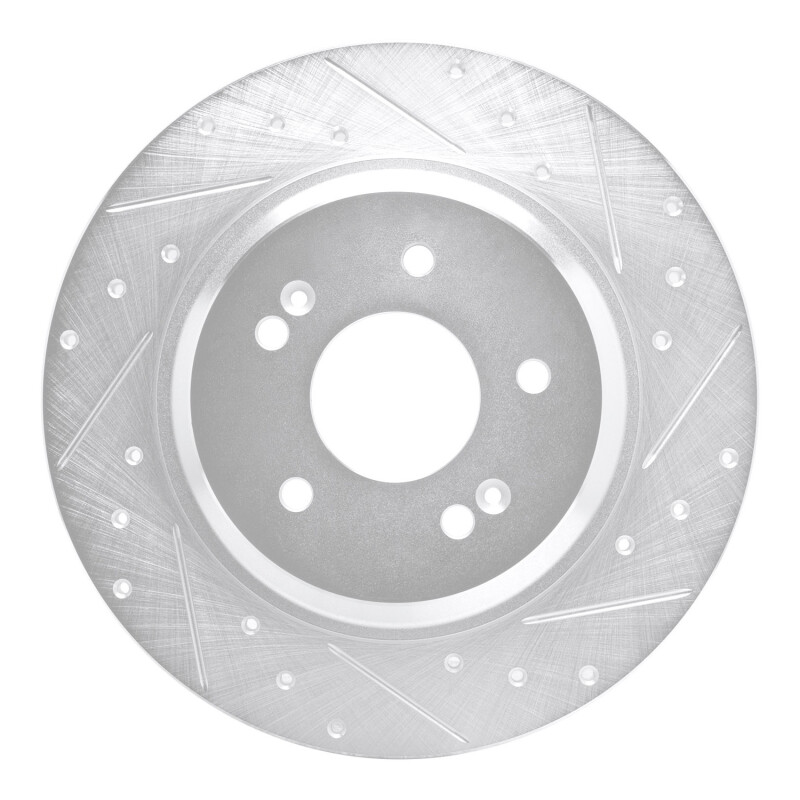 Picture of R1 21-25 Hyundai SANTA FE Rear Right Drilled & Slotted Silver Brake Rotor
