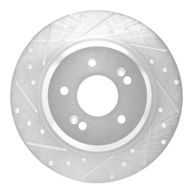 Picture of R1 21-25 Hyundai SANTA FE Rear Left Drilled & Slotted Silver Brake Rotor