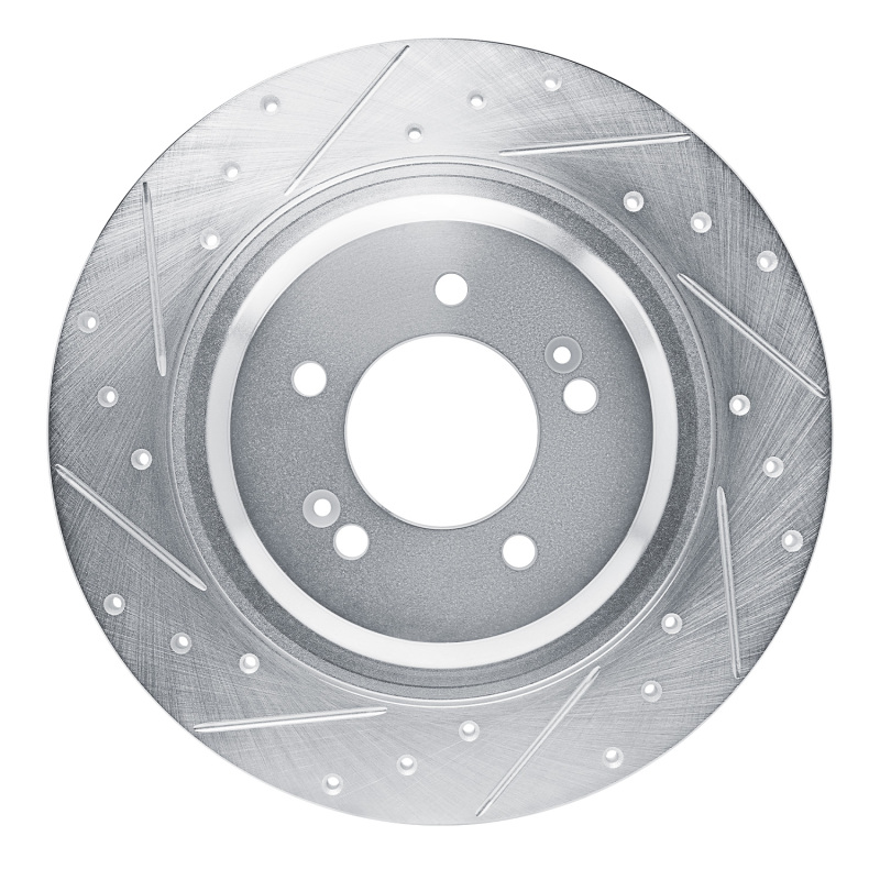Picture of R1 21-25 Hyundai SONATA Rear Left Drilled & Slotted Silver Brake Rotor