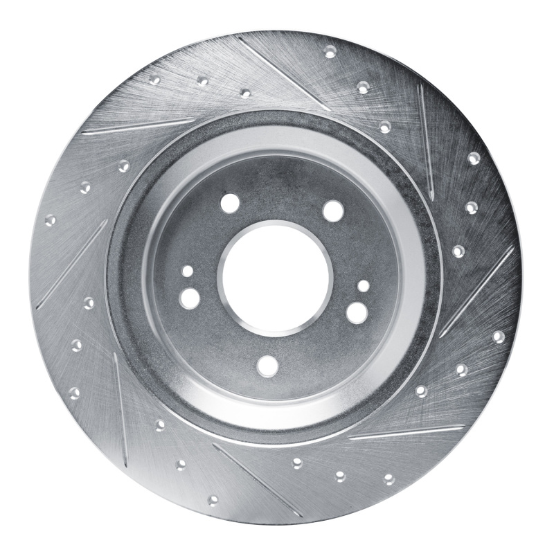 Picture of R1 21-25 Hyundai SANTA FE Rear Left Drilled & Slotted Silver Brake Rotor
