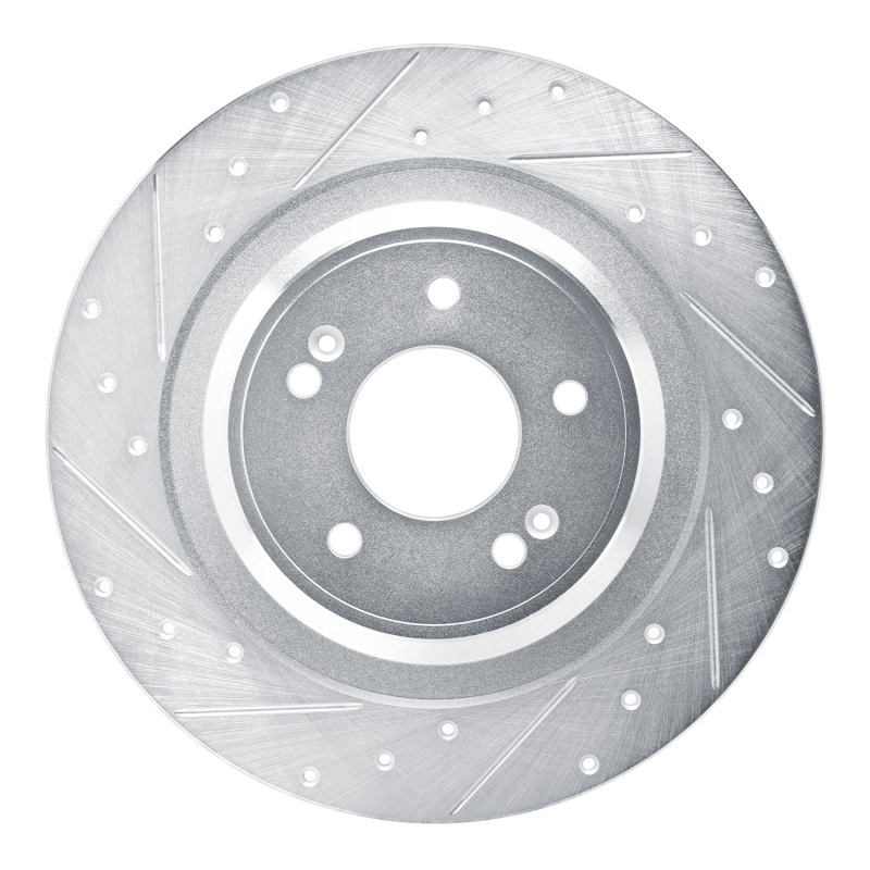 Picture of R1 22-25 Hyundai SANTA FE Rear Left Drilled & Slotted Silver Brake Rotor