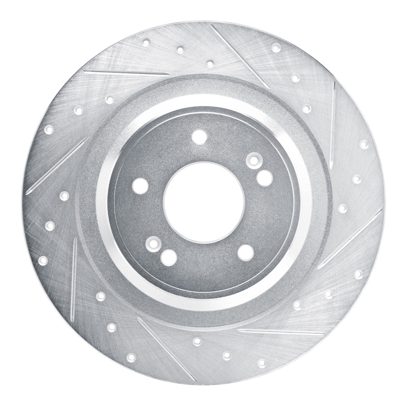 Picture of R1 22-25 Hyundai SANTA FE Rear Right Drilled & Slotted Silver Brake Rotor