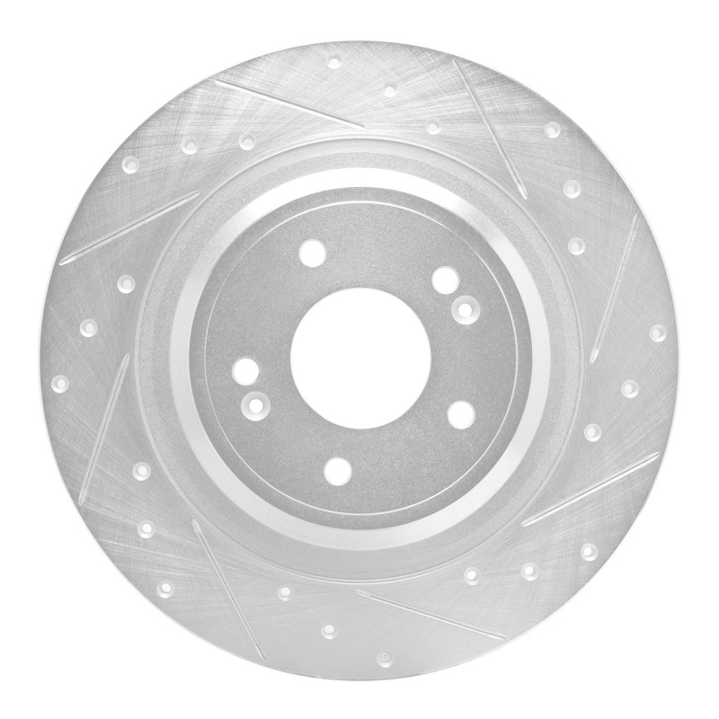 Picture of R1 22-25 Hyundai Ioniq 5 Rear Right Drilled & Slotted Silver Brake Rotor