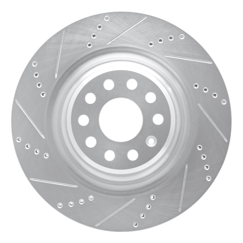 Picture of R1 12-21 Tesla Model S Rear Left Drilled & Slotted Silver Brake Rotor