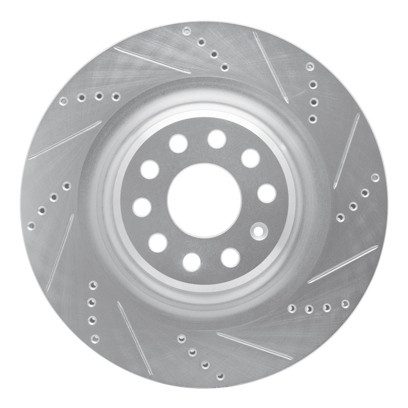 Picture of R1 12-21 Tesla Model S Rear Right Drilled & Slotted Silver Brake Rotor