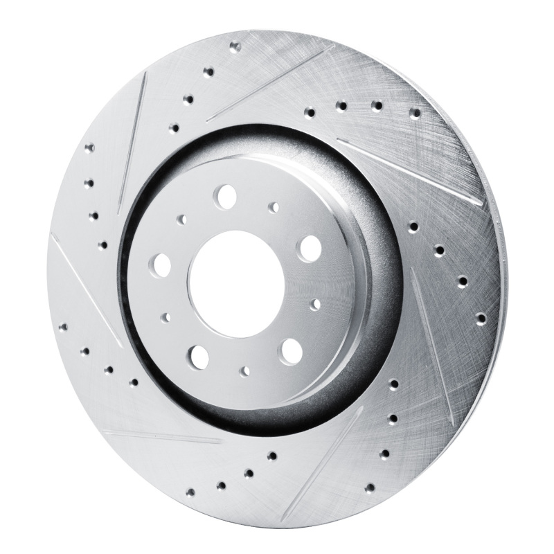 Picture of R1 20-25 Tesla Model Y Rear Left Drilled & Slotted Silver Brake Rotor