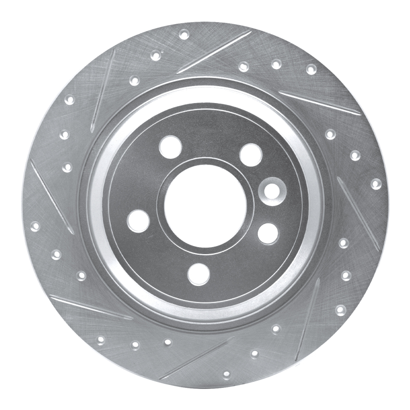 Picture of R1 07-18 Volvo V60 Cross Country Rear Left Drilled & Slotted Silver Brake Rotor