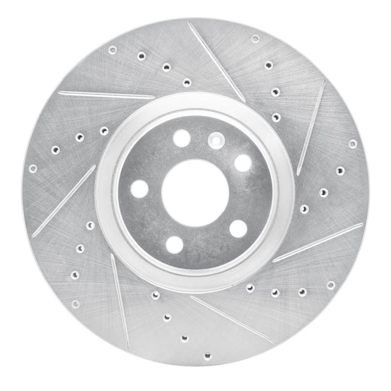 Picture of R1 16-26 Polestar Polestar 2 Front Right Drilled & Slotted Silver Brake Rotor