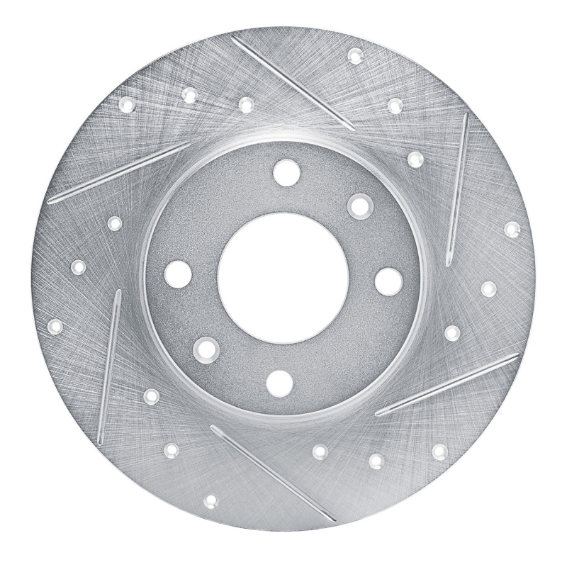 Picture of R1 89-91 Peugeot 405 Front Right Drilled & Slotted Silver Brake Rotor