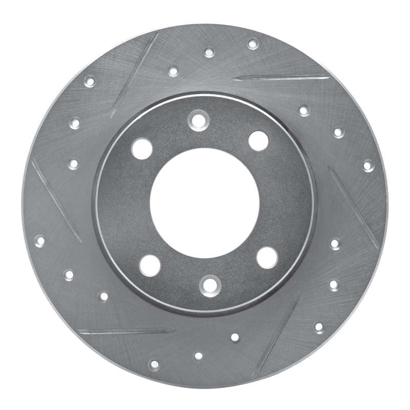 Picture of R1 89-91 Peugeot 405 Rear Left Drilled & Slotted Silver Brake Rotor