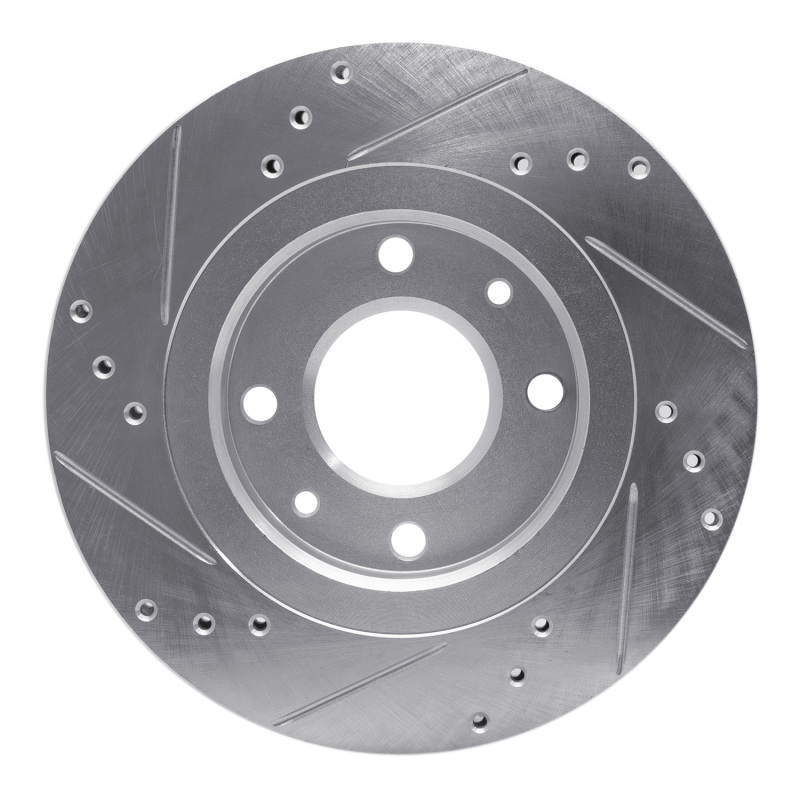 Picture of R1 89-91 Peugeot 405 Front Right Drilled & Slotted Silver Brake Rotor