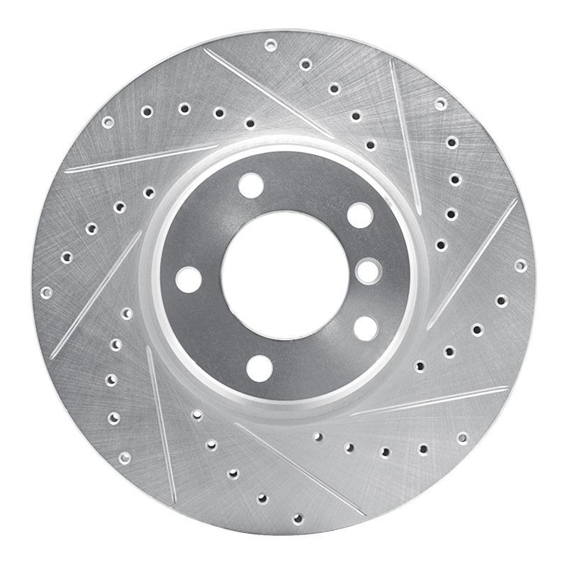 Picture of R1 95-01 BMW 750IL Front Right Drilled & Slotted Silver Brake Rotor