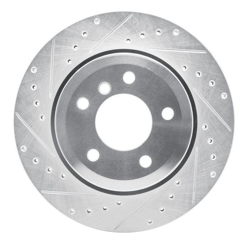 Picture of R1 06-10 BMW 530XI Rear Left Drilled & Slotted Silver Brake Rotor