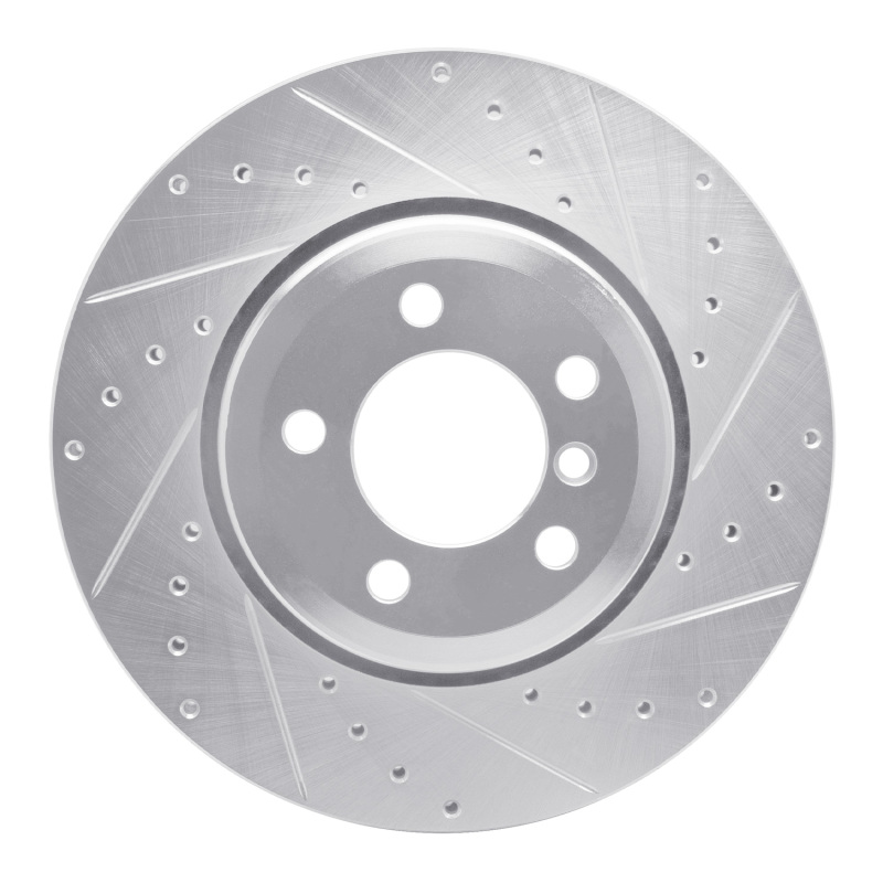 Picture of R1 05-08 BMW 750LI Rear Right Drilled & Slotted Silver Brake Rotor