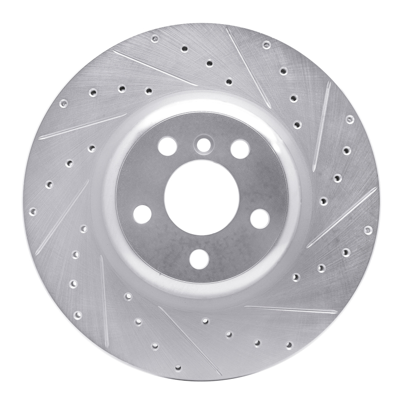 Picture of R1 16-25 BMW 330e xDrive Rear Right Drilled & Slotted Silver Brake Rotor