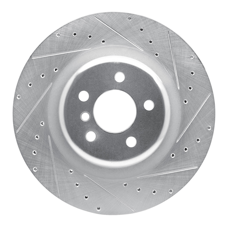 Picture of R1 10-14 BMW X5 Rear Right Drilled & Slotted Silver Brake Rotor