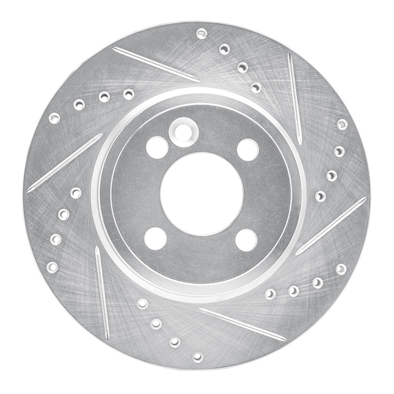 Picture of R1 07-15 Mini Cooper (Excl Clubman) Front Right Drilled & Slotted Silver Brake Rotor