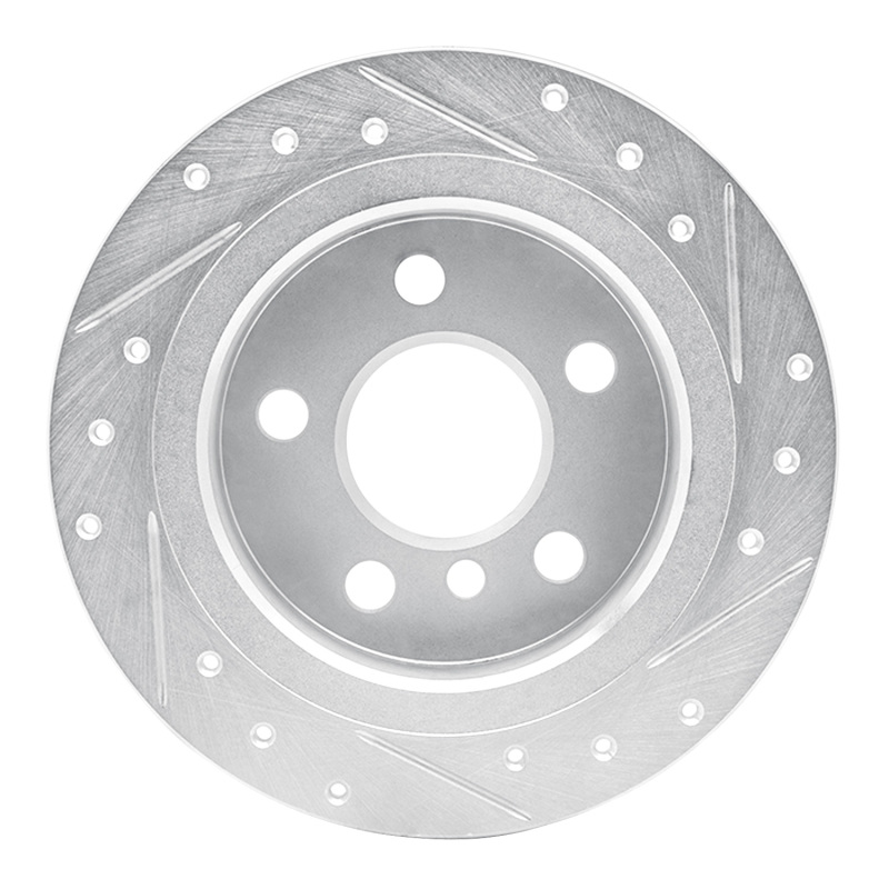 Picture of R1 14-24 Mini Cooper (Excl Clubman) Rear Left Drilled & Slotted Silver Brake Rotor