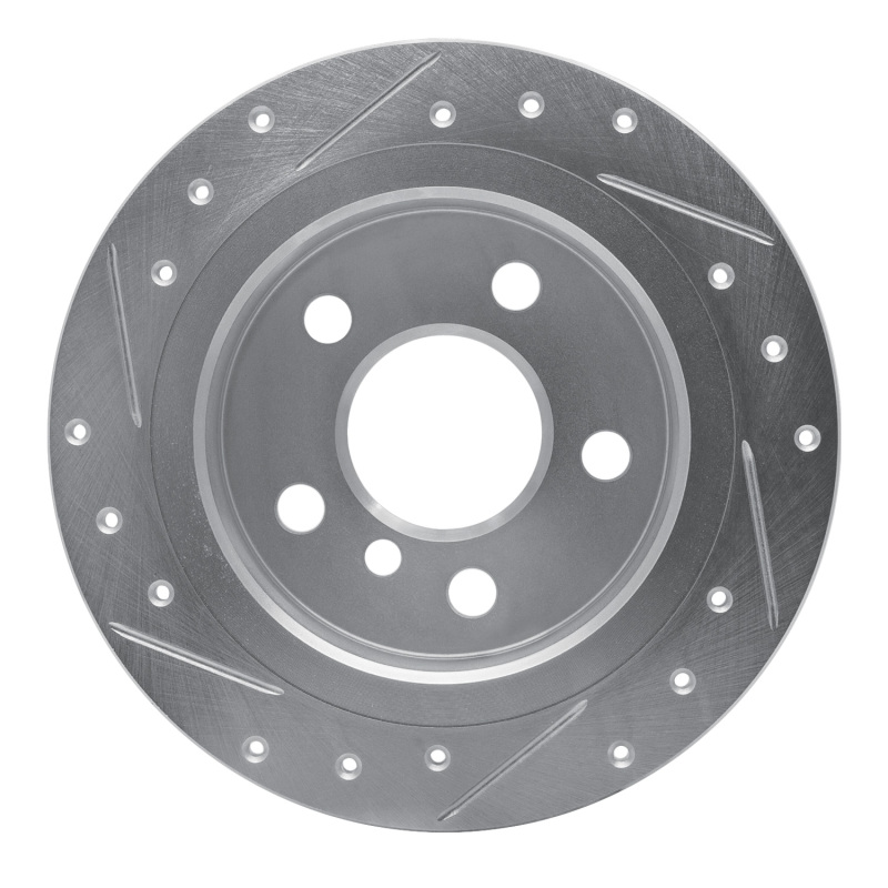 Picture of R1 14-24 Mini Cooper (Excl Clubman) Rear Right Drilled & Slotted Silver Brake Rotor