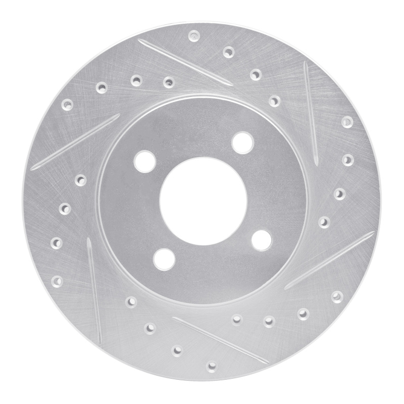 Picture of R1 83-88 Chrysler Executive Sedan Front Right Drilled & Slotted Silver Brake Rotor