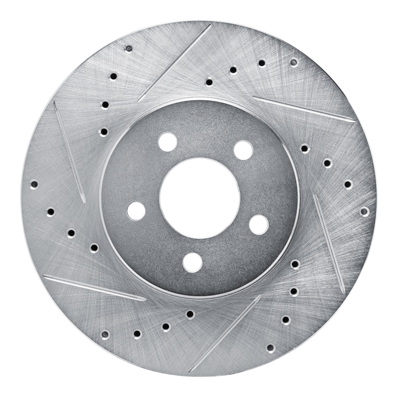 Picture of R1 89-95 Chrysler LeBaron Front Left Drilled & Slotted Silver Brake Rotor