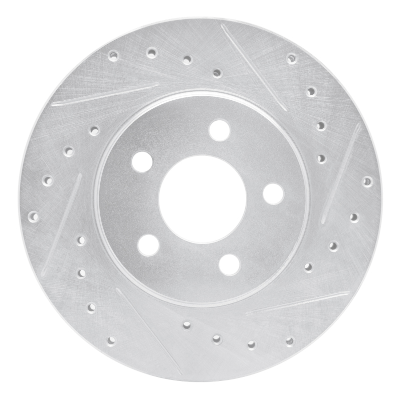 Picture of R1 95-00 Chrysler CIRRUS Front Right Drilled & Slotted Silver Brake Rotor