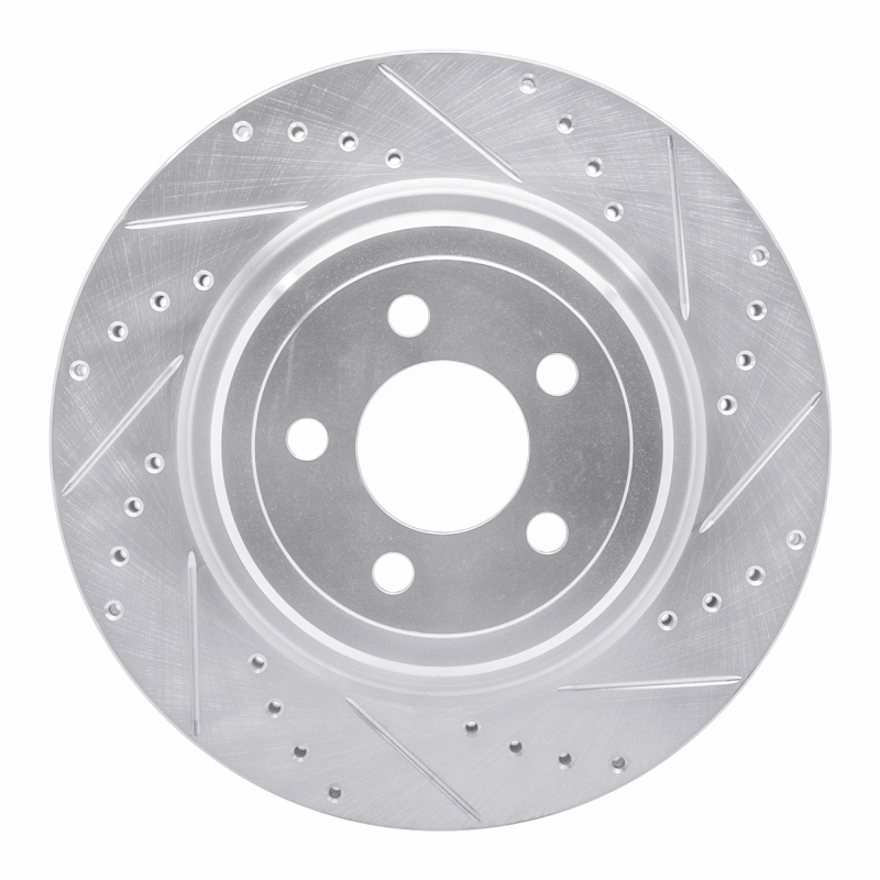 Picture of R1 06-23 Dodge Magnum Rear Right Drilled & Slotted Silver Brake Rotor