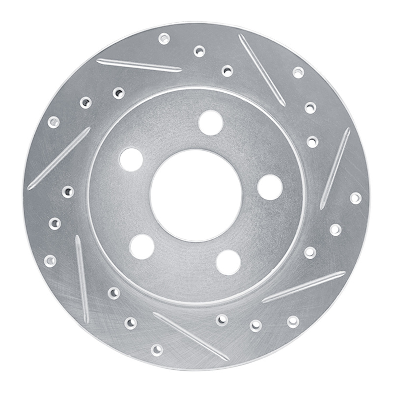 Picture of R1 85-89 Dodge ARIES Front Right Drilled & Slotted Silver Brake Rotor