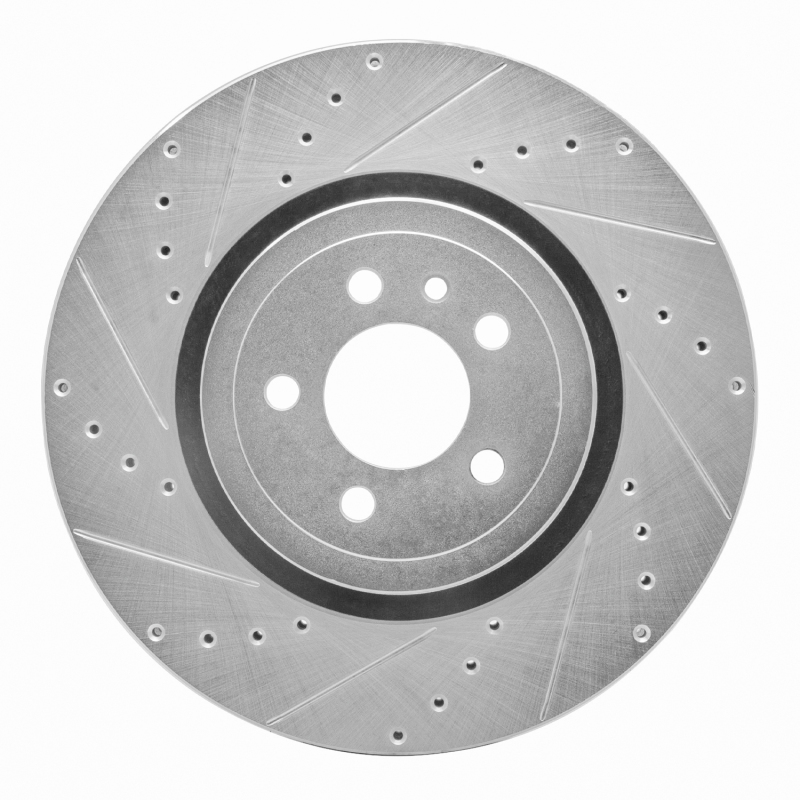 Picture of R1 14-23 Dodge Charger Front Left Drilled & Slotted Silver Brake Rotor