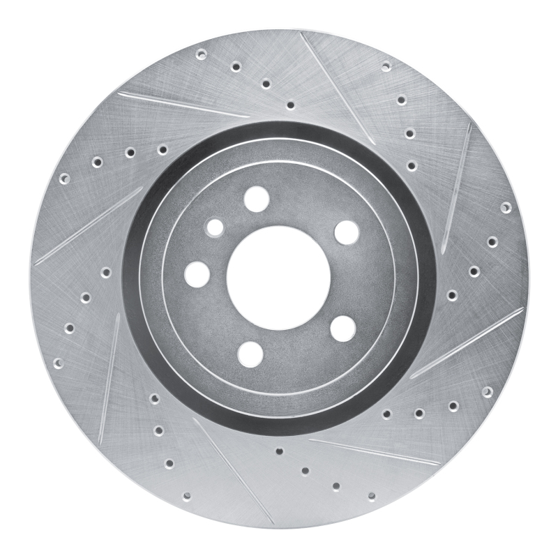 Picture of R1 14-23 Dodge Charger Front Right Drilled & Slotted Silver Brake Rotor