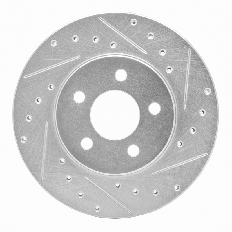 Picture of R1 84-95 Chrysler New Yorker Front Right Drilled & Slotted Silver Brake Rotor