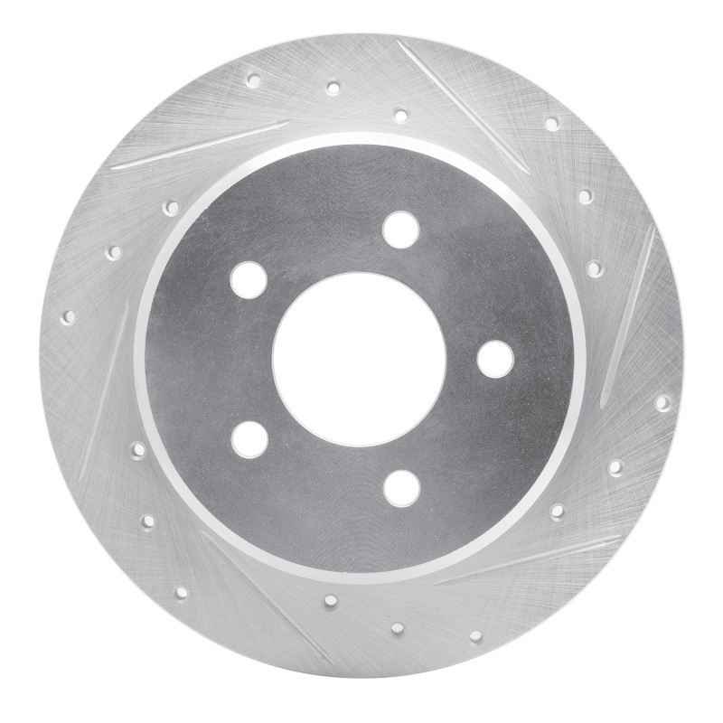 Picture of R1 97-07 Chrysler Town & Country Rear Right Drilled & Slotted Silver Brake Rotor