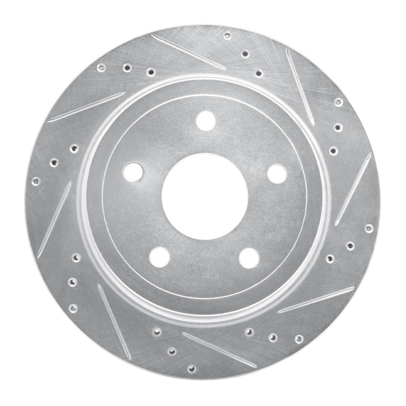 Picture of R1 04-06 Dodge Ram 1500 Pickup Rear Left Drilled & Slotted Silver Brake Rotor